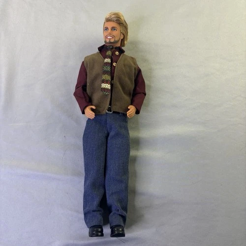 Shave N Style Ken Mattel Doll Blonde Hair w Beard Vest Blue Jeans Outfit Vintage