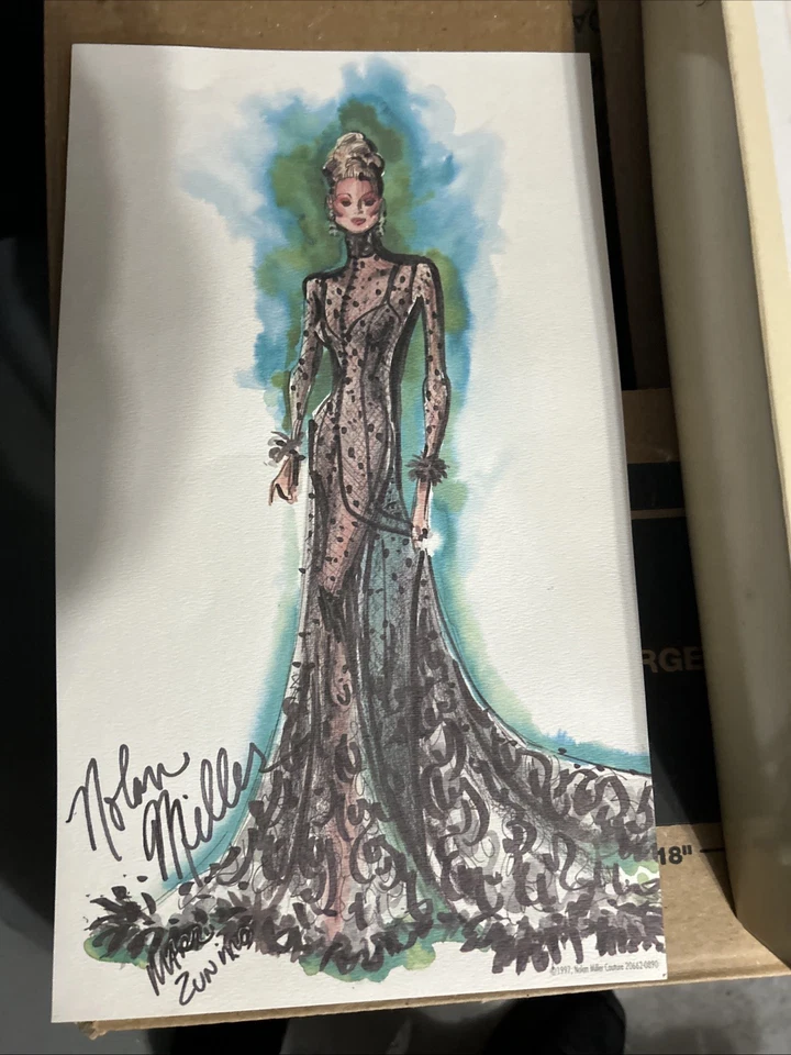 Muñeca Barbie Nolan Miller Sheer Illusion 1998 Couture Collection 20662 GL LE en caja original Foto 3 de 4