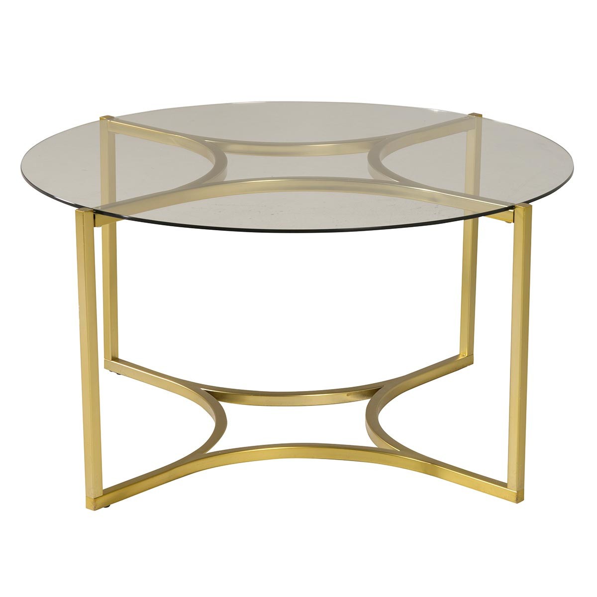 Table basse en verre Kivik 90cm dorée pour vos moments en salon
