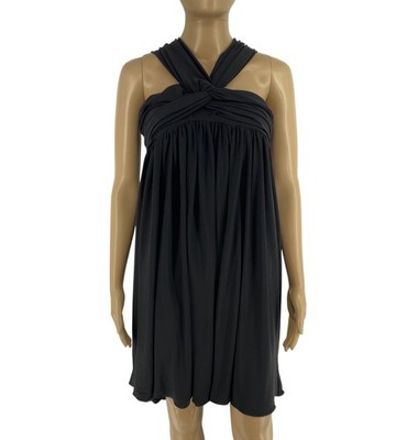 NUAN Schwarz Neckholder Ausgestellt Ärmelloses Kleid Größe 44 Eu 40 UK 12 US 10