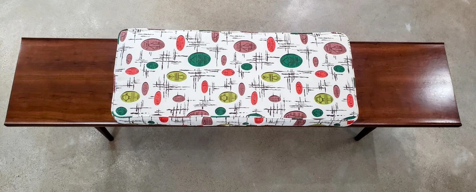 Mesa de centro Mid Century banco Kipp Stewart Drexel declaración nogal MCM con almohadilla Foto 4 de 4