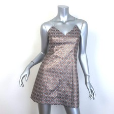 Alice + Olivia Tayla Metallic Jacquard Mini Dress Light Blue/Copper Size 0