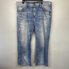 Silver jeans mens 40x32 Gordie light wash distressed EMC bootcut flare