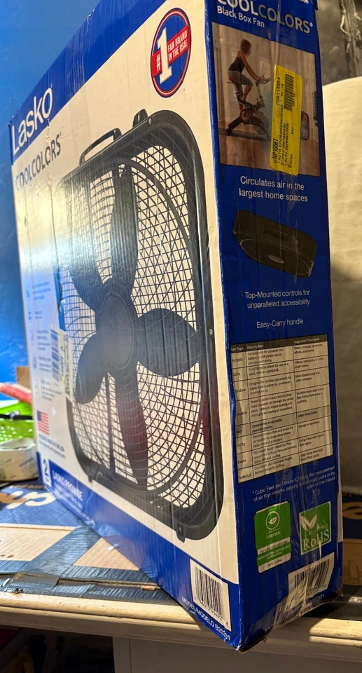 Ventilador de caja resistente a la intemperie Lasko Cool Colors 20" 3 velocidades, negro B20301, nuevo Foto 3 de 4