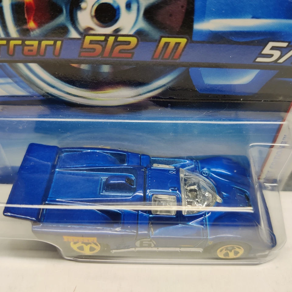 Ferrari 512M azul #5/38 primeras ediciones Hot Wheels 2006 ~ ¡tarjeta como nueva! Foto 3 de 4