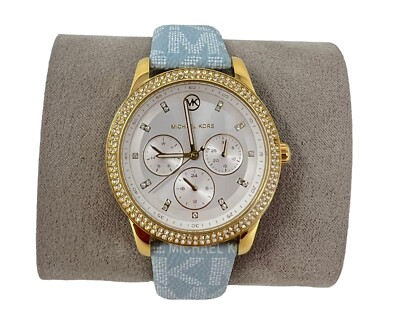Michael Kors Tibby Women Gold Tone Chronograph Blue Strap 40mm Watch MK2965 $275