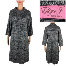 Eliza J Womens XL Dress Sweater Gray Heathered Merino Wool Off Shoulder EUC