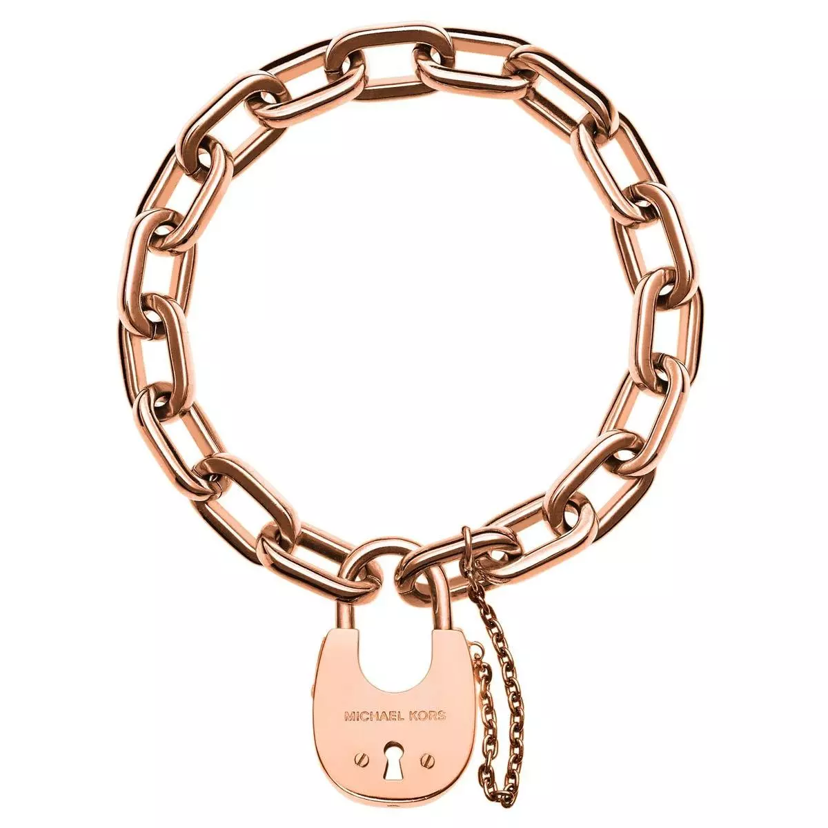 Michael Kors MKJ4612791 Crystal Rose Gold tone Padlock Bangle Women...