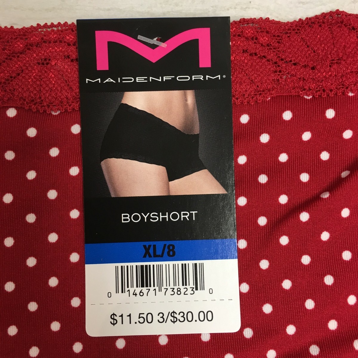4-Pack Maidenform Women's Microfiber & Lace Boyshorts, Red/White