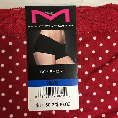 にの 4-Pack Maidenform Women's Microfiber & Lace Boyshorts, Red/White