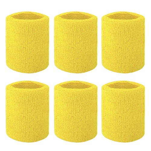 6-Piece Wrist Sweatbands Athletic Cotton Terry Cloth Tennis Wristband 3 Sizes - Picture 27 of 27