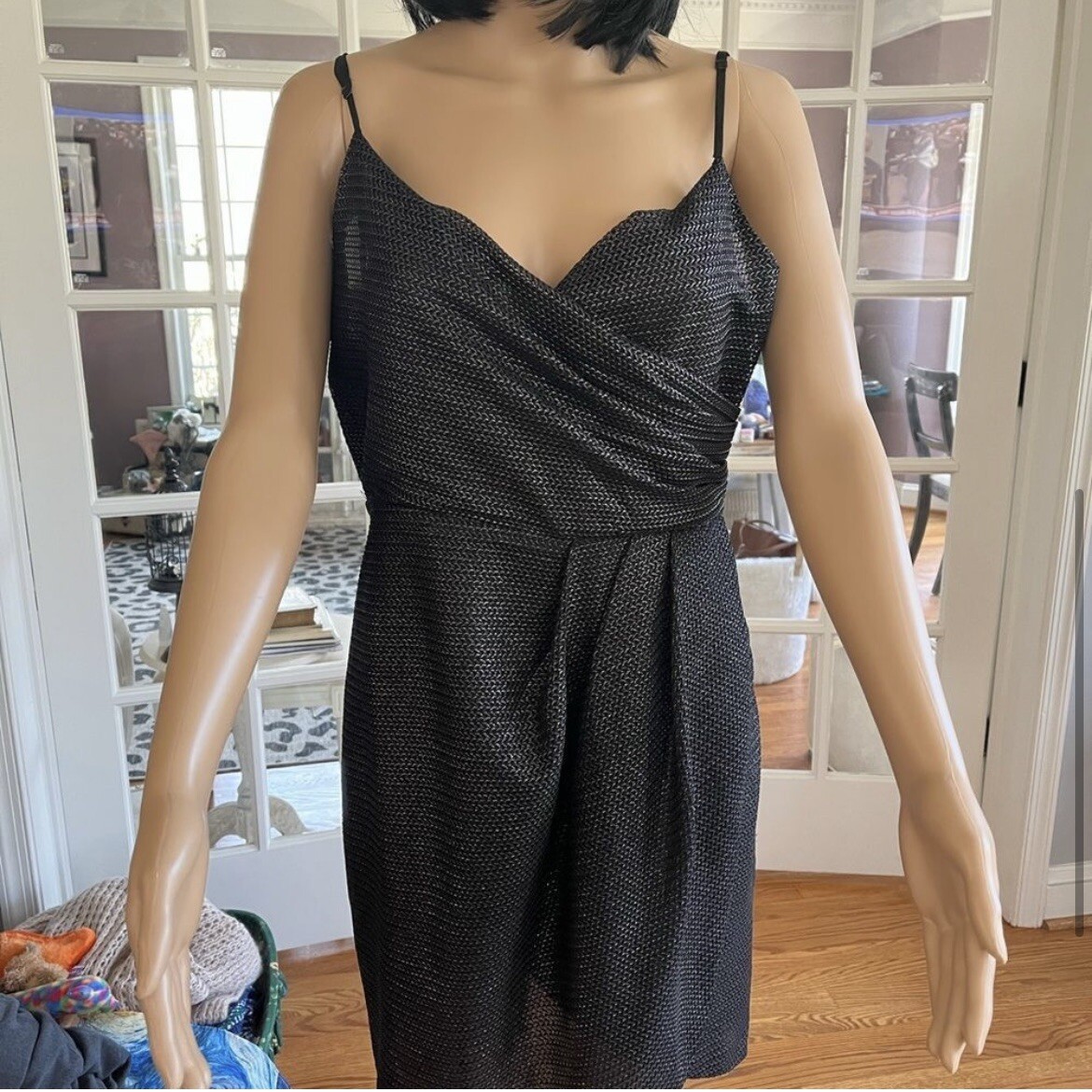 Silence + Noise Anthropologie Black Knit Party Dress Sz L NWT