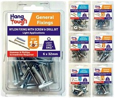 Self Drill Anchor Super Grip General Nylon Fixing With Screws Bit Hooks Cavity