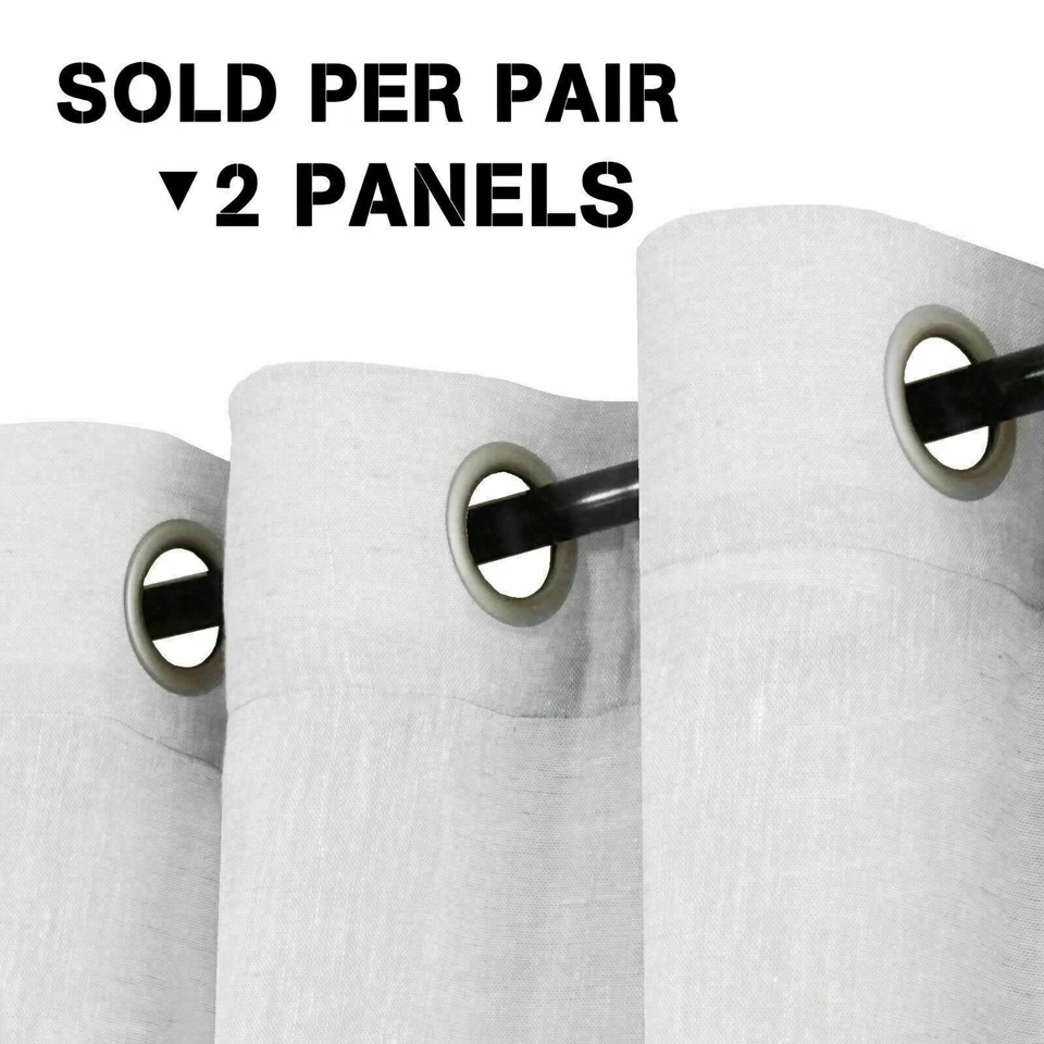 2x Linen Sheer Curtains Living Room Curtains Pair Eyelet Privacy Linen Draperies - image 3 of 4