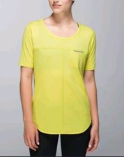 Lululemon 6 RUN AWAY TEE Scoop Neck Top Womens Yellow Short Sleeve Lightweight