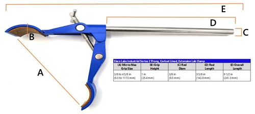 2 Prong Burette Clamp on Stainless Steel Rod - 4.3" Max Opening - Eisco Labs - Picture 7 of 7