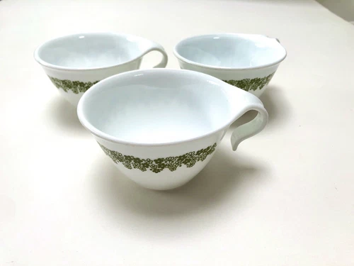Corelle CorningWare Spring Blossom Crazy Daisy Green Coffee Tea Cup Set Of 3