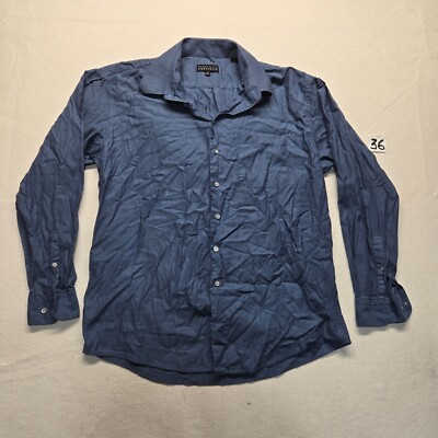 Perry Ellis Portfolio Shirt Solid Blue Men 16.5 34-35 Button Up Long Sleeve