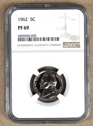 1962 PROOF JEFFERSON NICKEL NGC PF69
