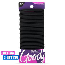 Goody Ouchless Women Elastic Hair Tie, 30 Count, Black-4MM for Medium Hair.