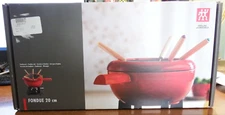 ZWILLING Henckels 8-in Red Fondue Pot Set with 6 Forks  SEALED!