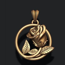 rose necklace, rose pendant, gold rose necklace, silver rose pendant