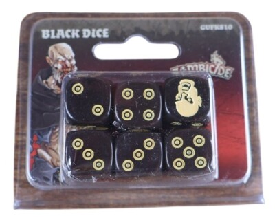 Zombicide Black Dice Set by Guillotine Games 6 Custom Themed Dice
