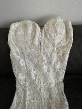 brand new never worn strapless lace wedding dress in ivory and nude size L