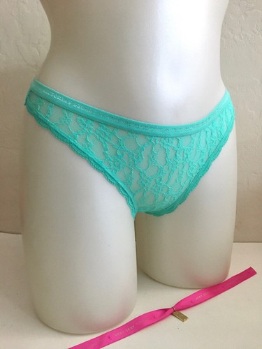 RARO Victorias Secret SEXY THONG mutandine mutandine gomma da masticare rosa come nuovo pizzo rosso nuovo con etichette - Foto 10 di 32