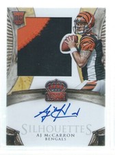 AJ MCCARRON 2014 CROWN ROYALES SILHOUETTES 2 COLOR PATCH ON CARD AUTO RC #D /149