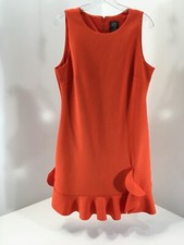 Vince Camuto Womens Sleeveless Ruffle Hem Shift Dress Tangerine Size 12 NEW=