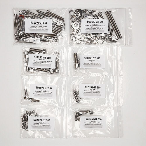 Vis allen Suzuki GT 550 kit visserie inox carter moteur complet GT550 1972
