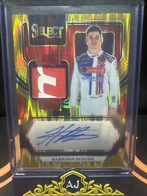 2024 Harrison Burton Panini Select Auto Patch Gold 01/10 Race Worn NASCAR