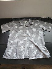 MAKANI - Floral pineapple Mens small s Hawaiian Aloha Shirt grey gray