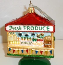 OLD WORLD CHRISTMAS - FARMER'S MARKET PRODUCE STAND - BLOWN GLASS ORNAMENT - NEW
