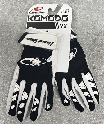 Lizard Skins Komodo V2 BATTING GLOVES Pair YOUTH L Large new leather black NWT