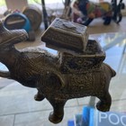 Ornate Solid Brass Elephant Statue  Heavy Figure Trunk Up: Carry A Incense Box — photo 4