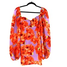 Asos Design Mini Dress Womens 2 Purple Coquette Twee Romantic Floral Casual