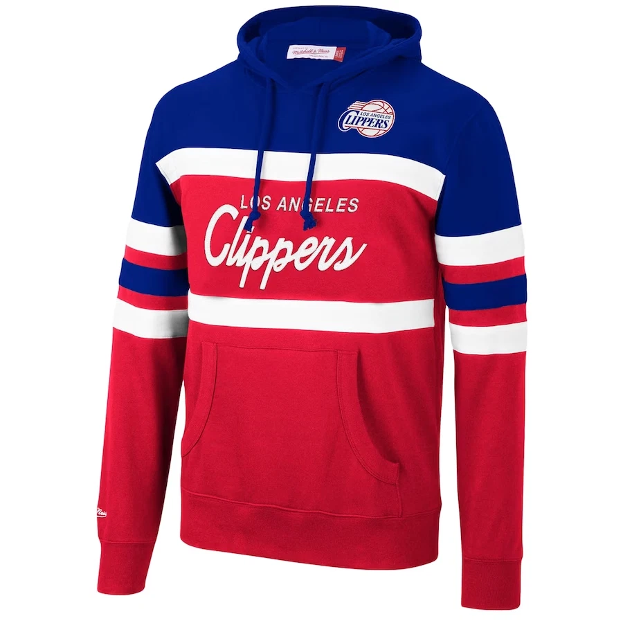COACH Nuova felpa con cappuccio da allenatore testa Mitchell & Ness NBA Los Angeles Clippers.