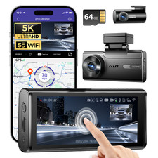 AZDOME 5K Dual Dash Camera 5GHz WiFi GPS 4"Touch Screen Parking Mode 64G TF Card