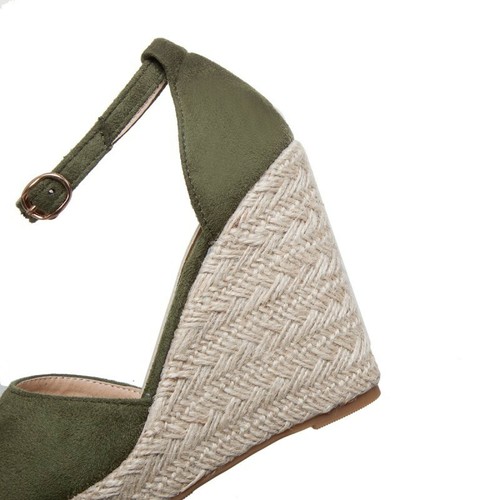  Women's Sandals Espadrilles Ankle Strap Open Toe Wedge Buckle High Heel 34-43 - Bild 11 von 16