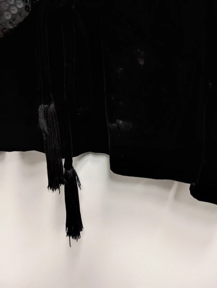 Винтажный 80-х годов En Francais Huey Waltzer женщин черный бархат куртка 10 блестками вечер - Изображение 2 из 4