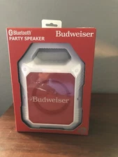 Party Tailgate Bluetooth Speaker with LED Lighting FM Radio Budweiser White New