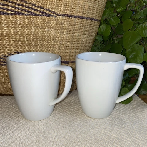 VTG CORELLE COORDINATES SOLID WHITE PORCELAIN MUGS, SET OF 2 