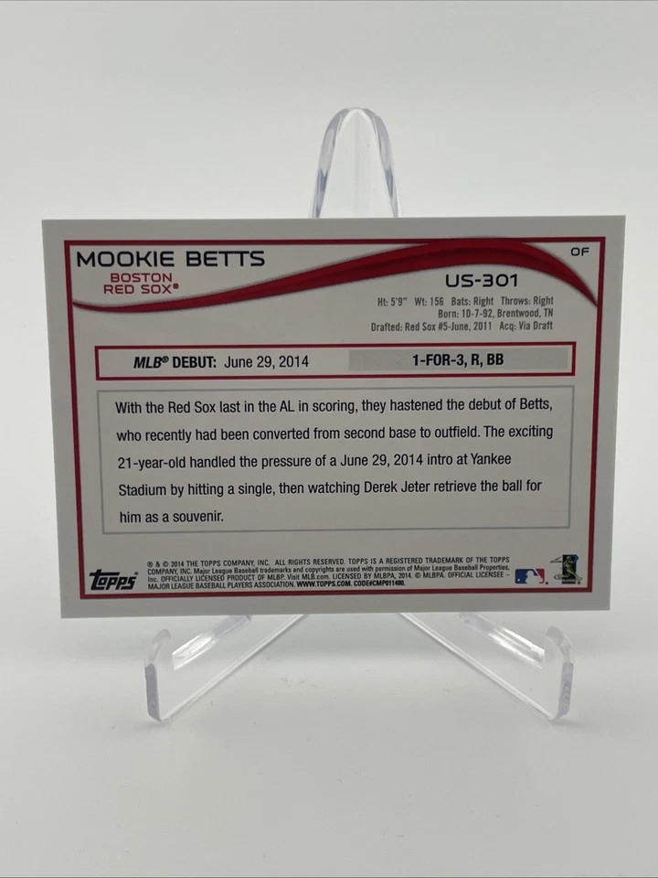 Actualización Topps 2014 #US-301 Mookie Betts debut de novato Walmart Blue Border radiocontrol Foto 2 de 2