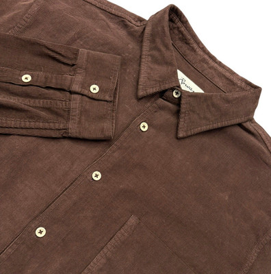 Rowan Nobel Fine Wale Cord Shirt Mens L Brown Long Sleeve Cotton Corduroy NEW