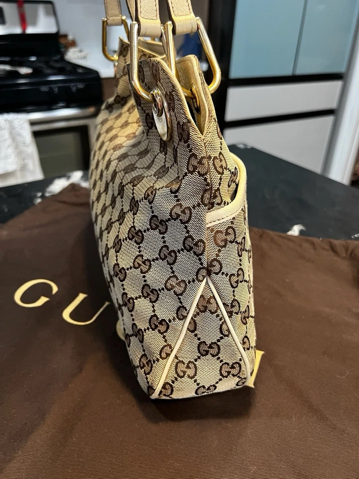 Gucci GG Monogram Canvas Shoulder Bag Handbag Beige/Brown W/DustBag Authentic - Image 4 of 4