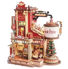 ROKR 3D Wooden Puzzle Christmas Dream Gift Factory Music Box DIY Building Toys