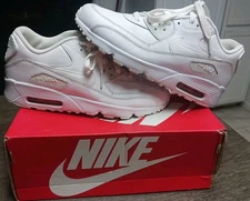 Nike Air Max 90 Triple White Leather (GS) Size US 7Y 833412-100 2017 VGC