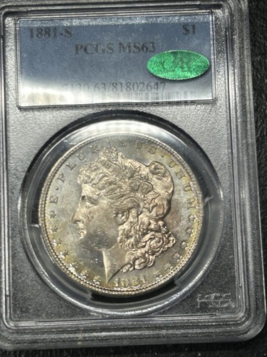 1881 S Morgan Silver Dollar PCGS MS63 CAC Approved Amazing Toning Colorful Toned - Picture 7 of 8